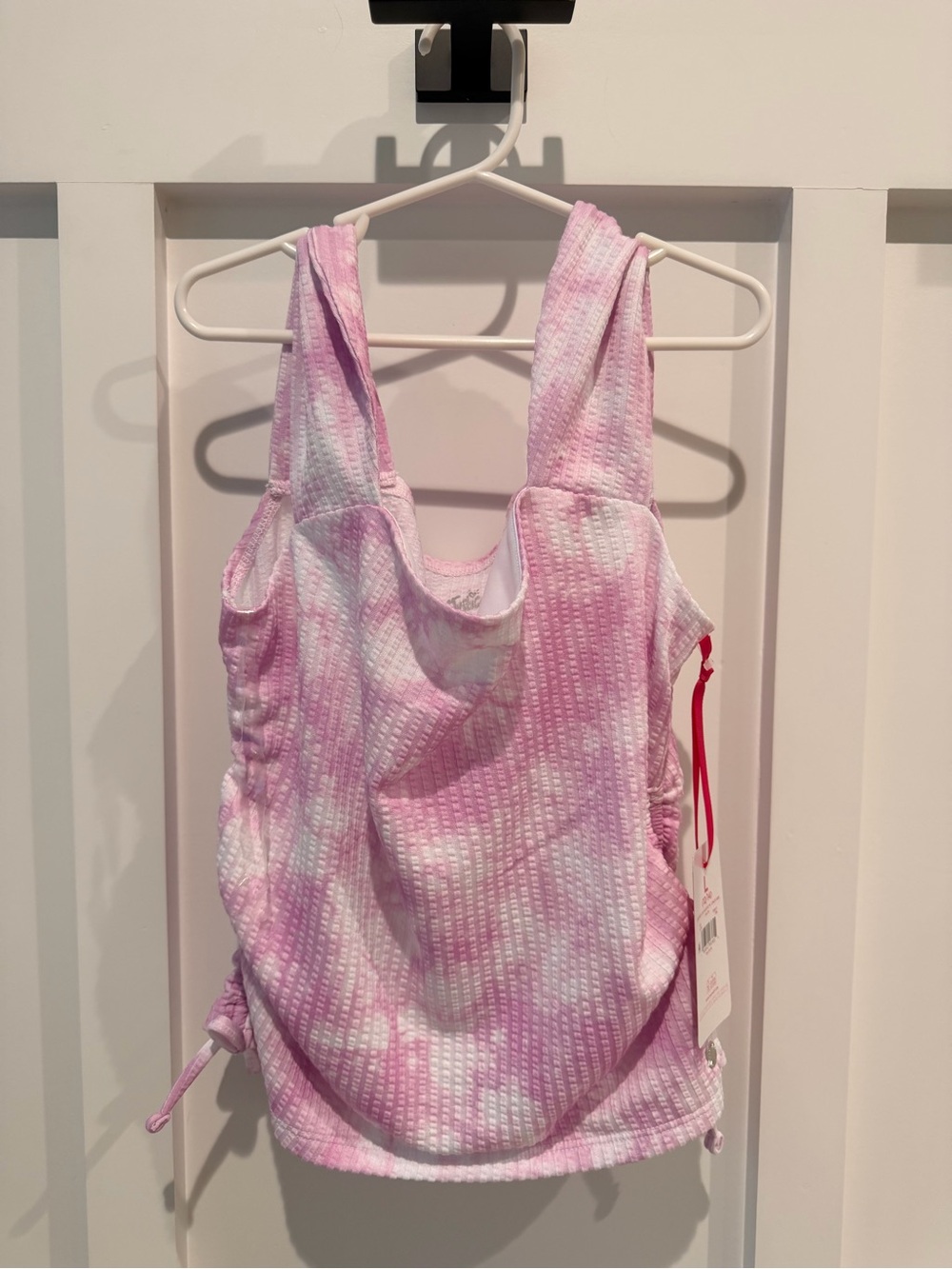 Girls pink Tie-Dye ruched tank top
